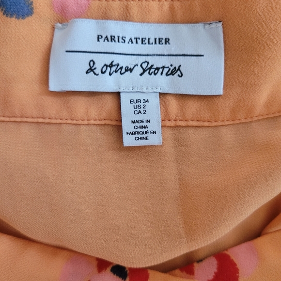Paris‎ Atelier & Other Stories Floral Pleated Button Down Skirt Orange Size 2 - Picture 4 of 9